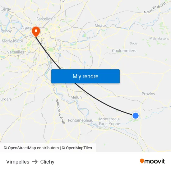 Vimpelles to Clichy map