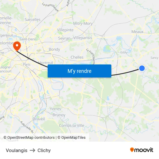 Voulangis to Clichy map