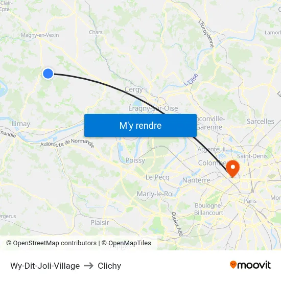 Wy-Dit-Joli-Village to Clichy map