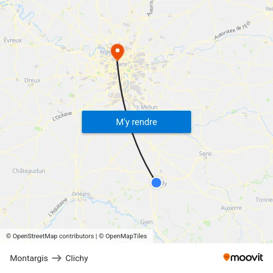 Montargis to Clichy map