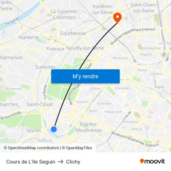 Cours de L'Ile Seguin to Clichy map