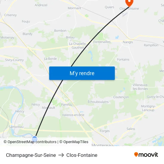 Champagne-Sur-Seine to Clos-Fontaine map