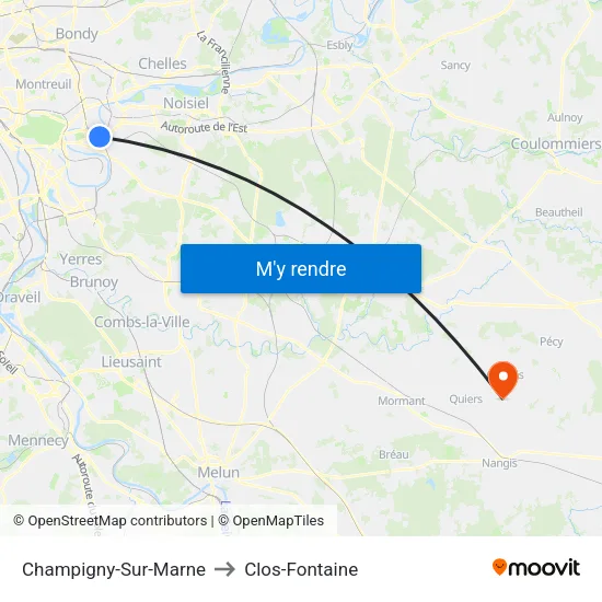 Champigny-Sur-Marne to Clos-Fontaine map