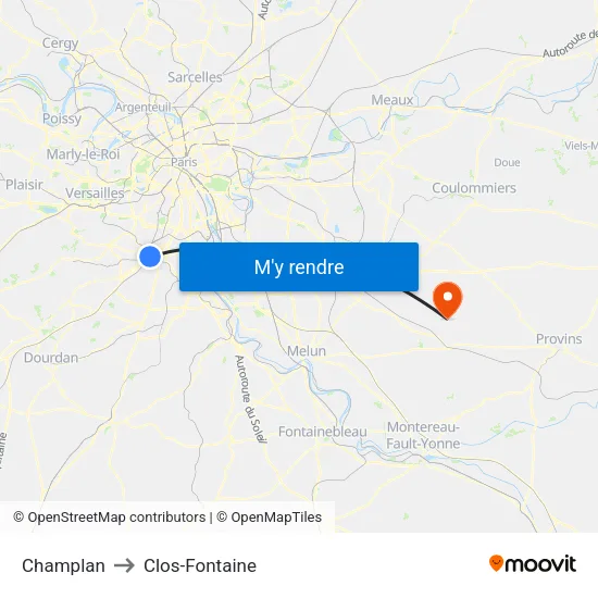 Champlan to Clos-Fontaine map