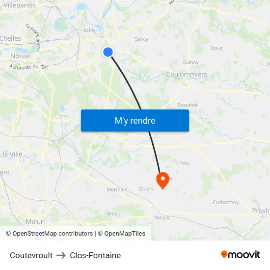 Coutevroult to Clos-Fontaine map