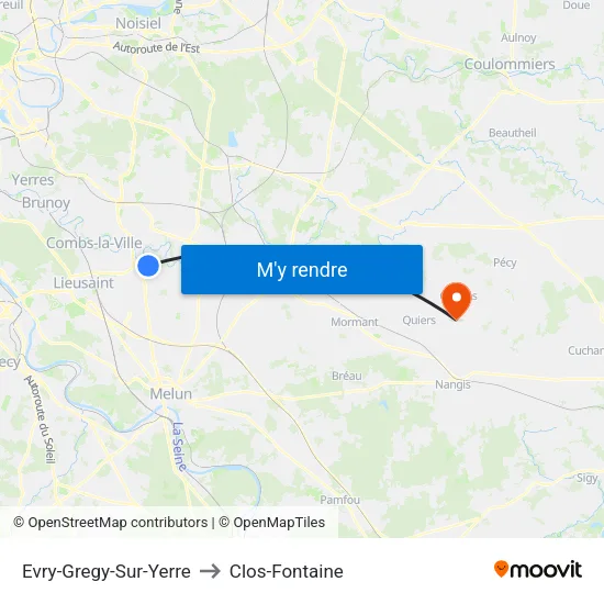 Evry-Gregy-Sur-Yerre to Clos-Fontaine map