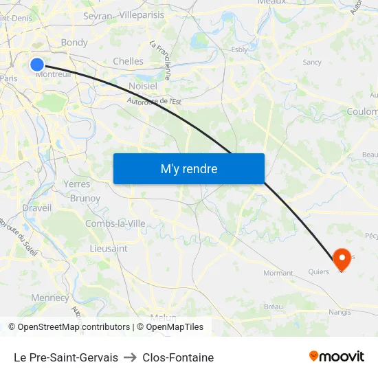 Le Pre-Saint-Gervais to Clos-Fontaine map