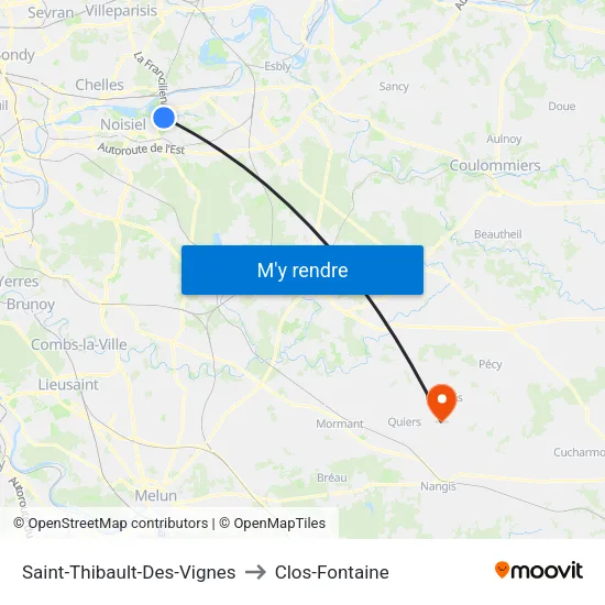 Saint-Thibault-Des-Vignes to Clos-Fontaine map