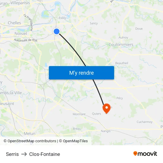 Serris to Clos-Fontaine map