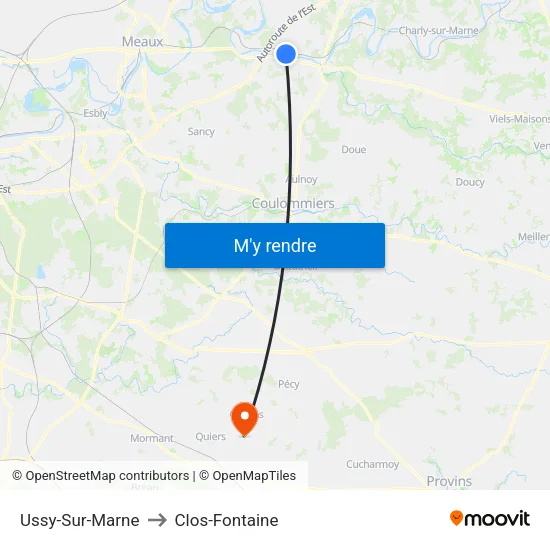 Ussy-Sur-Marne to Clos-Fontaine map