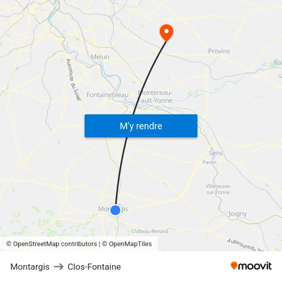 Montargis to Clos-Fontaine map