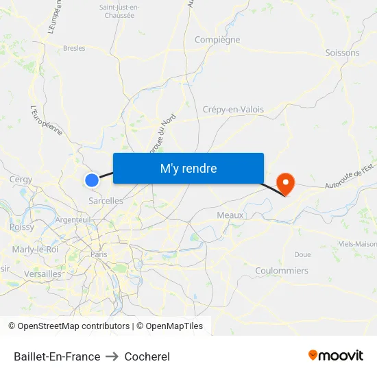 Baillet-En-France to Cocherel map