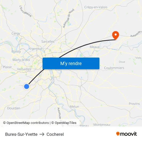 Bures-Sur-Yvette to Cocherel map