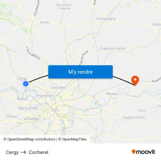 Cergy to Cocherel map