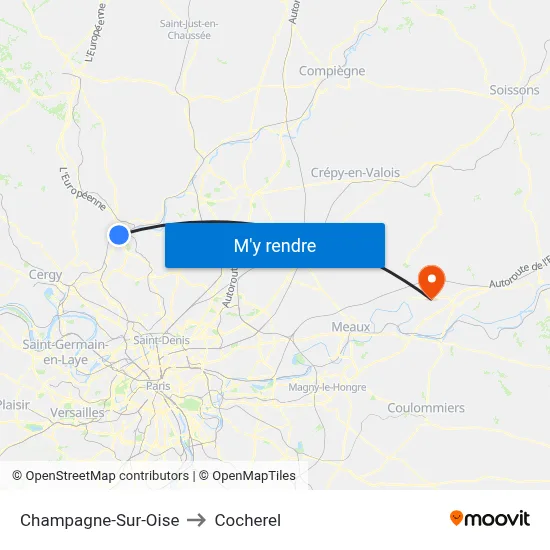 Champagne-Sur-Oise to Cocherel map