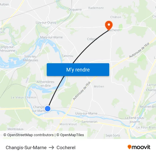 Changis-Sur-Marne to Cocherel map