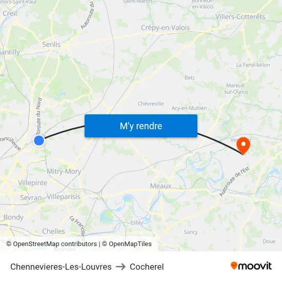 Chennevieres-Les-Louvres to Cocherel map