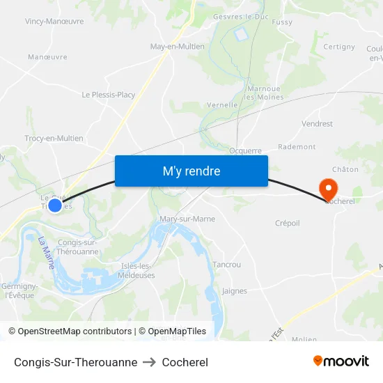 Congis-Sur-Therouanne to Cocherel map