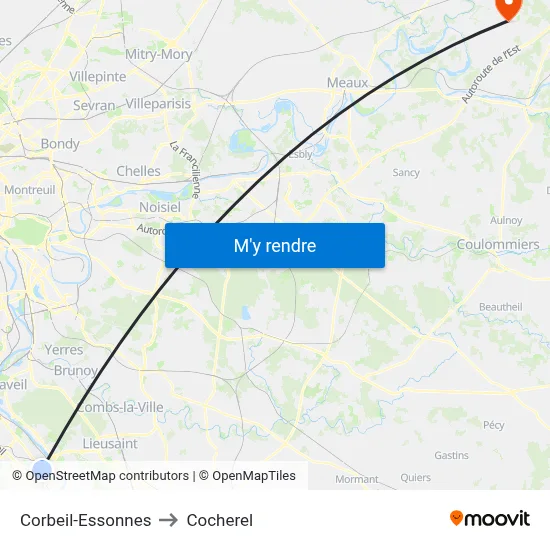 Corbeil-Essonnes to Cocherel map