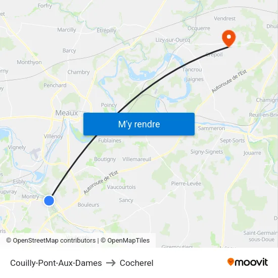 Couilly-Pont-Aux-Dames to Cocherel map
