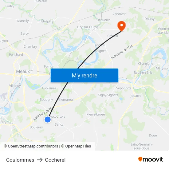 Coulommes to Cocherel map