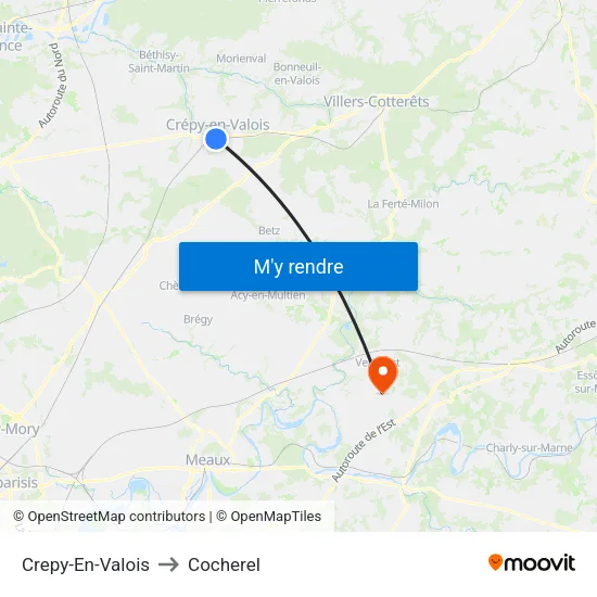 Crepy-En-Valois to Cocherel map