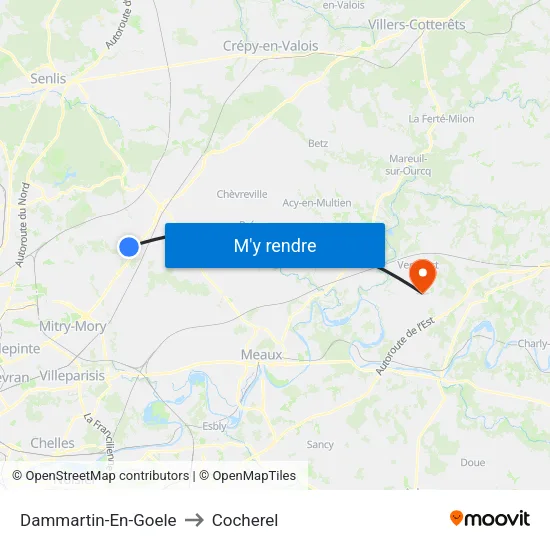Dammartin-En-Goele to Cocherel map