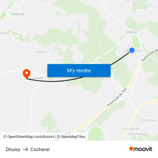 Dhuisy to Cocherel map