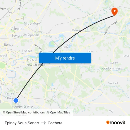 Epinay-Sous-Senart to Cocherel map