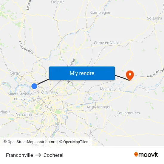 Franconville to Cocherel map