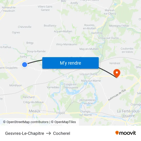 Gesvres-Le-Chapitre to Cocherel map