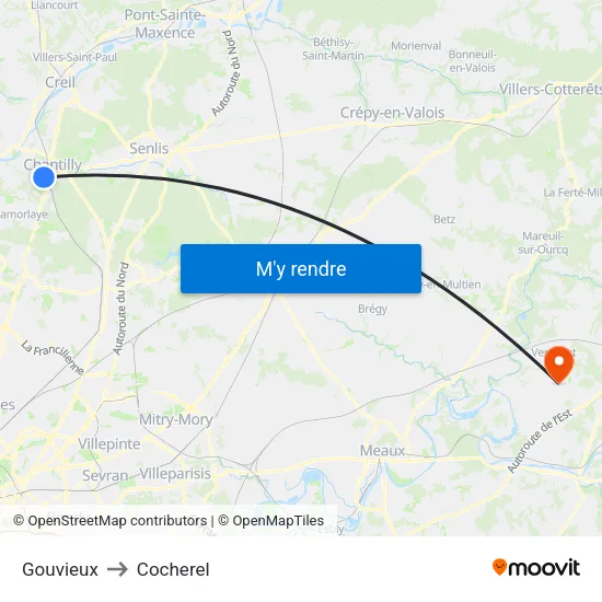 Gouvieux to Cocherel map