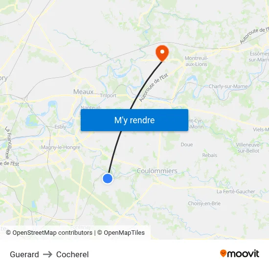 Guerard to Cocherel map