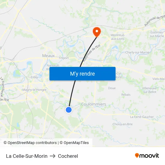 La Celle-Sur-Morin to Cocherel map