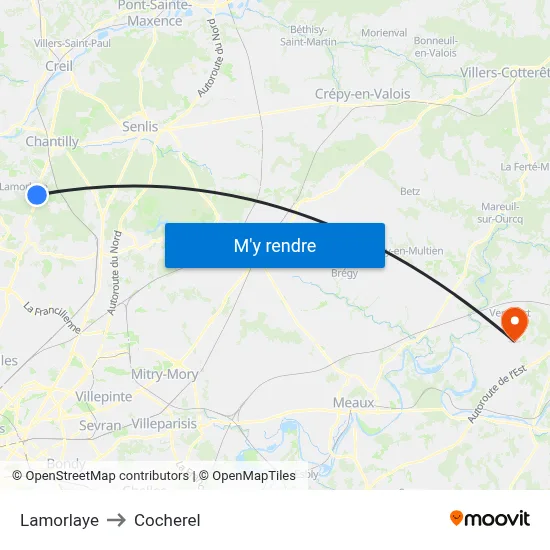 Lamorlaye to Cocherel map