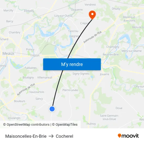 Maisoncelles-En-Brie to Cocherel map