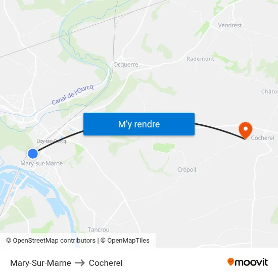 Mary-Sur-Marne to Cocherel map