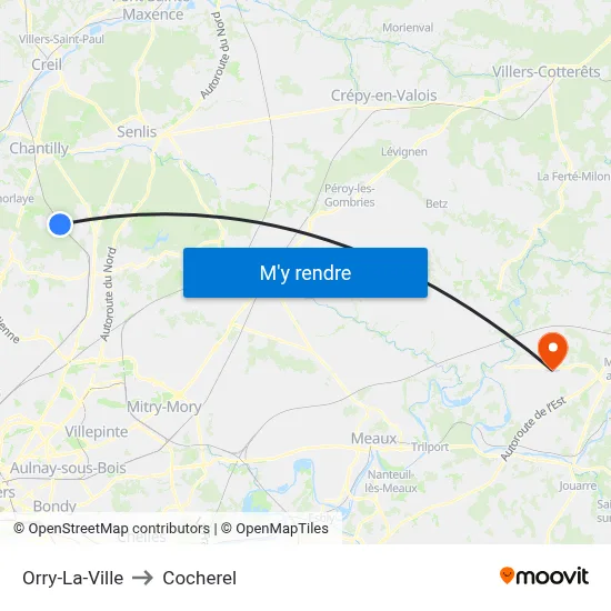 Orry-La-Ville to Cocherel map
