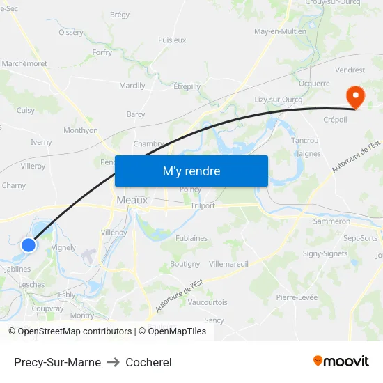 Precy-Sur-Marne to Cocherel map