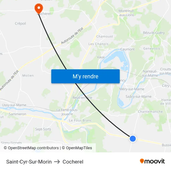 Saint-Cyr-Sur-Morin to Cocherel map