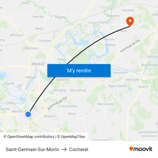 Saint-Germain-Sur-Morin to Cocherel map