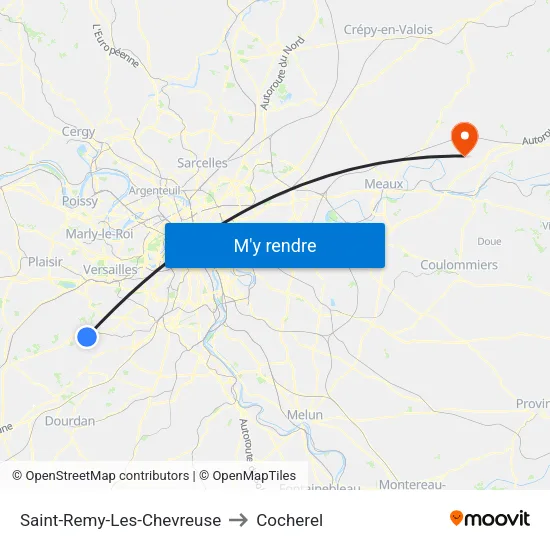 Saint-Remy-Les-Chevreuse to Cocherel map