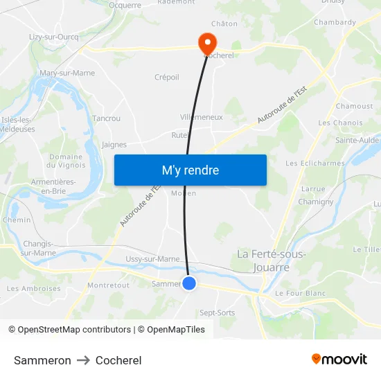Sammeron to Cocherel map