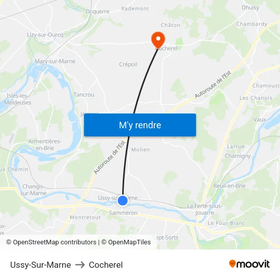 Ussy-Sur-Marne to Cocherel map