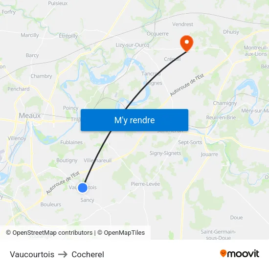 Vaucourtois to Cocherel map