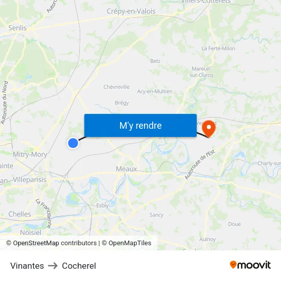 Vinantes to Cocherel map