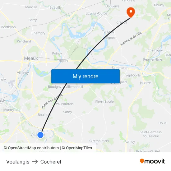Voulangis to Cocherel map