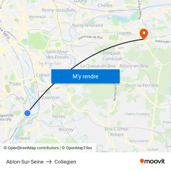 Ablon-Sur-Seine to Collegien map