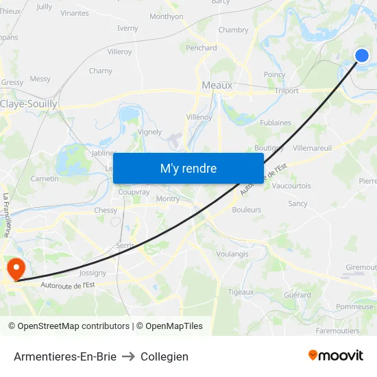 Armentieres-En-Brie to Collegien map