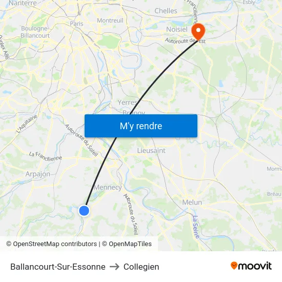Ballancourt-Sur-Essonne to Collegien map